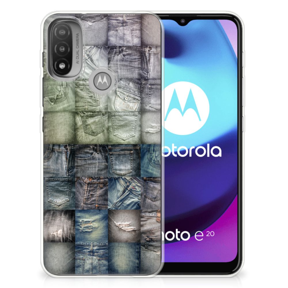 Silicone Back Cover Motorola Moto E20 | E40 Spijkerbroeken
