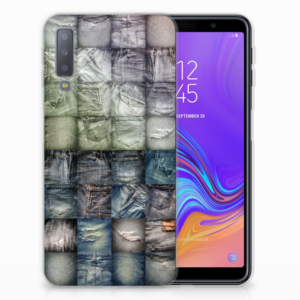 Silicone Back Cover Samsung Galaxy A7 (2018) Spijkerbroeken
