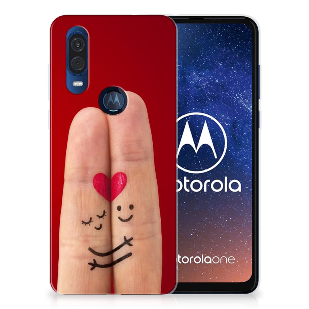 Motorola One Vision Silicone Back Cover Liefde - Origineel Romantisch Cadeau