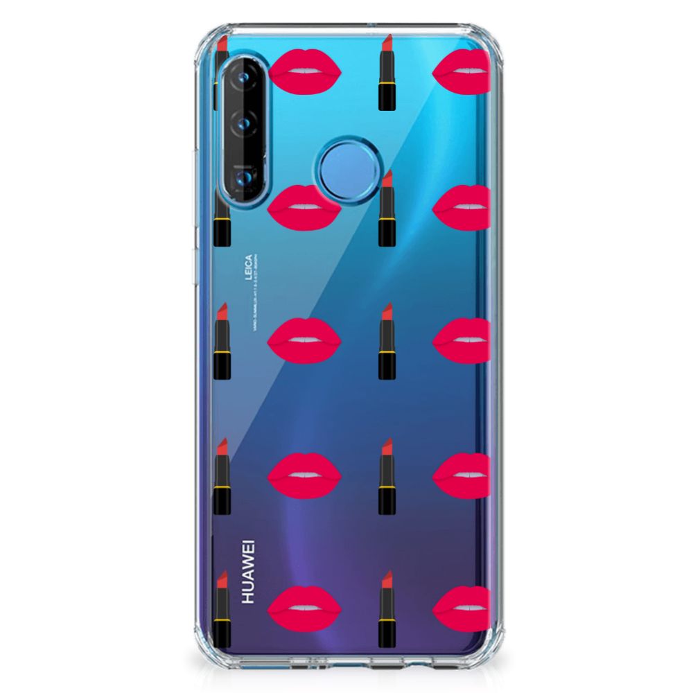 Huawei P30 Lite Doorzichtige Silicone Hoesje Lipstick Kiss