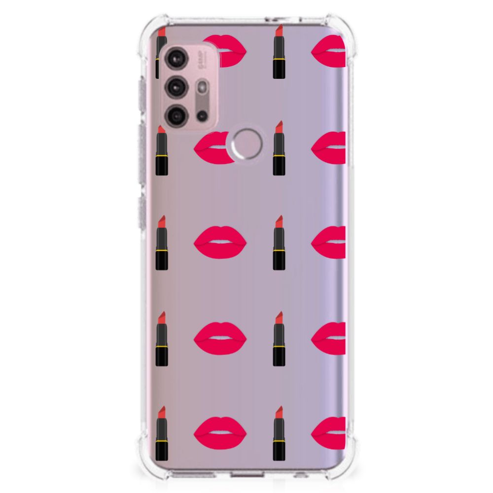 Motorola Moto G30 | G20 | G10 Doorzichtige Silicone Hoesje Lipstick Kiss