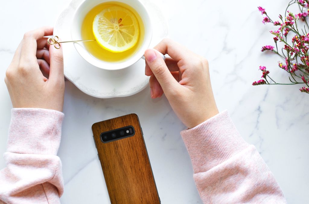 Samsung Galaxy S10 Grip Case Donker Hout