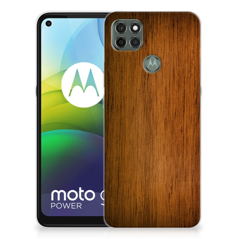 Motorola Moto G9 Power Bumper Hoesje Donker Hout