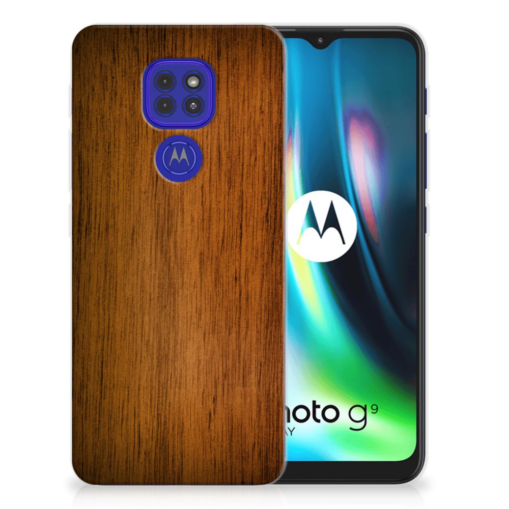 Motorola Moto G9 Play | E7 Plus Bumper Hoesje Donker Hout
