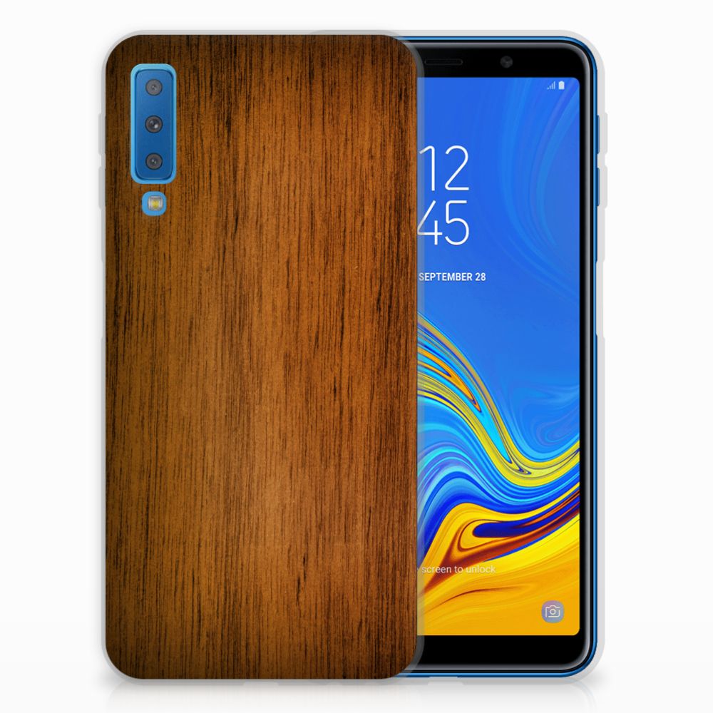 Samsung Galaxy A7 (2018) Bumper Hoesje Donker Hout