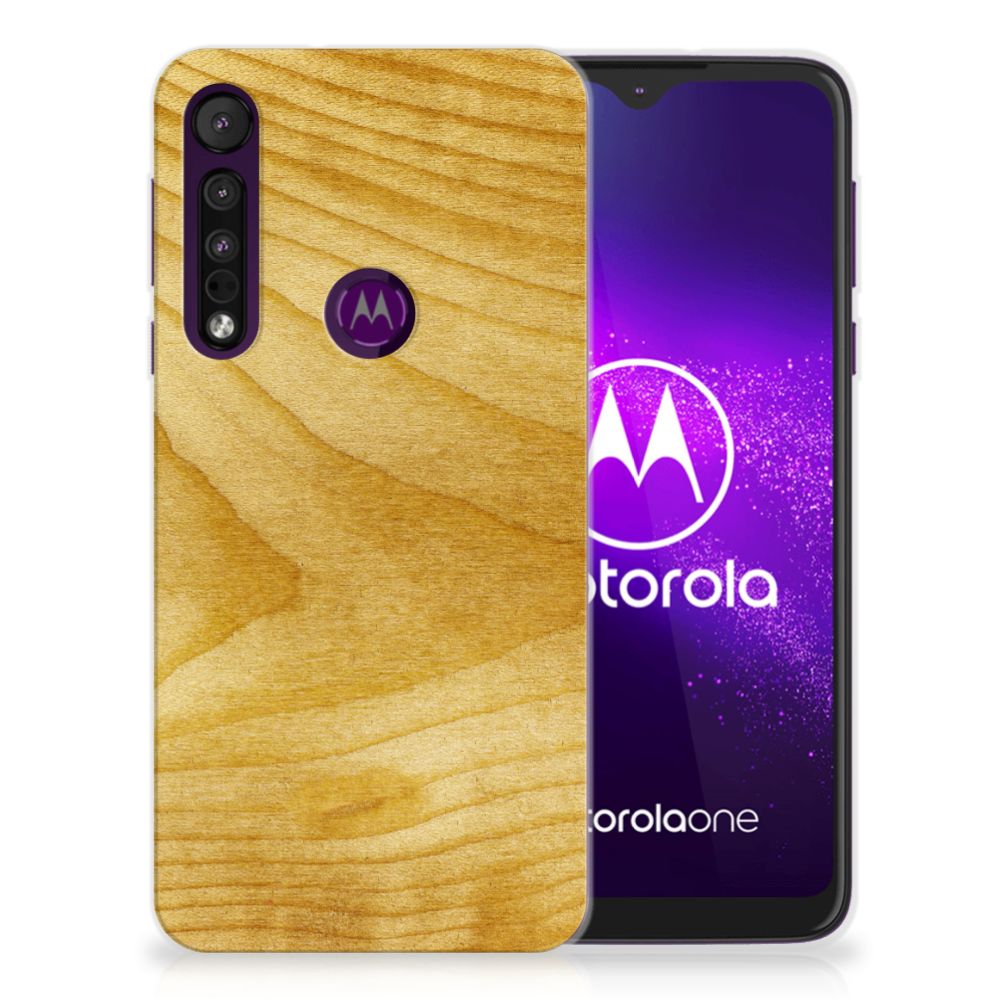 Motorola One Macro Bumper Hoesje Licht Hout