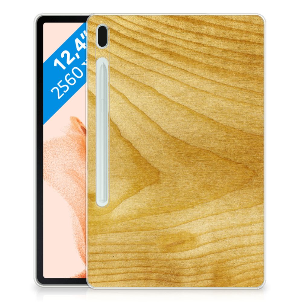 Samsung Galaxy Tab S7FE Silicone Tablet Hoes Licht Hout