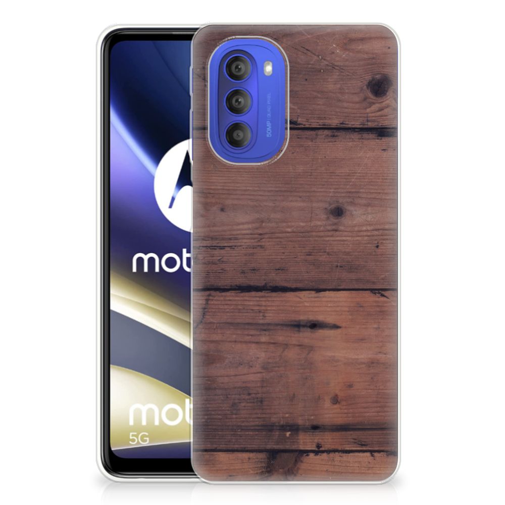 Motorola Moto G51 5G Bumper Hoesje Old Wood