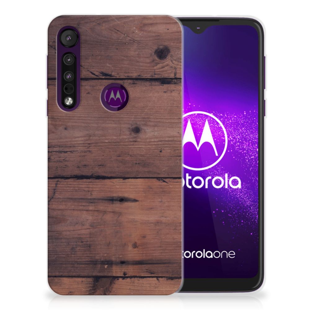 Motorola One Macro Bumper Hoesje Old Wood