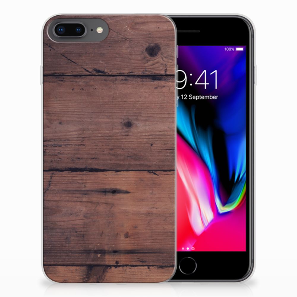 Apple iPhone 7 Plus | 8 Plus Uniek TPU Hoesje Old Wood