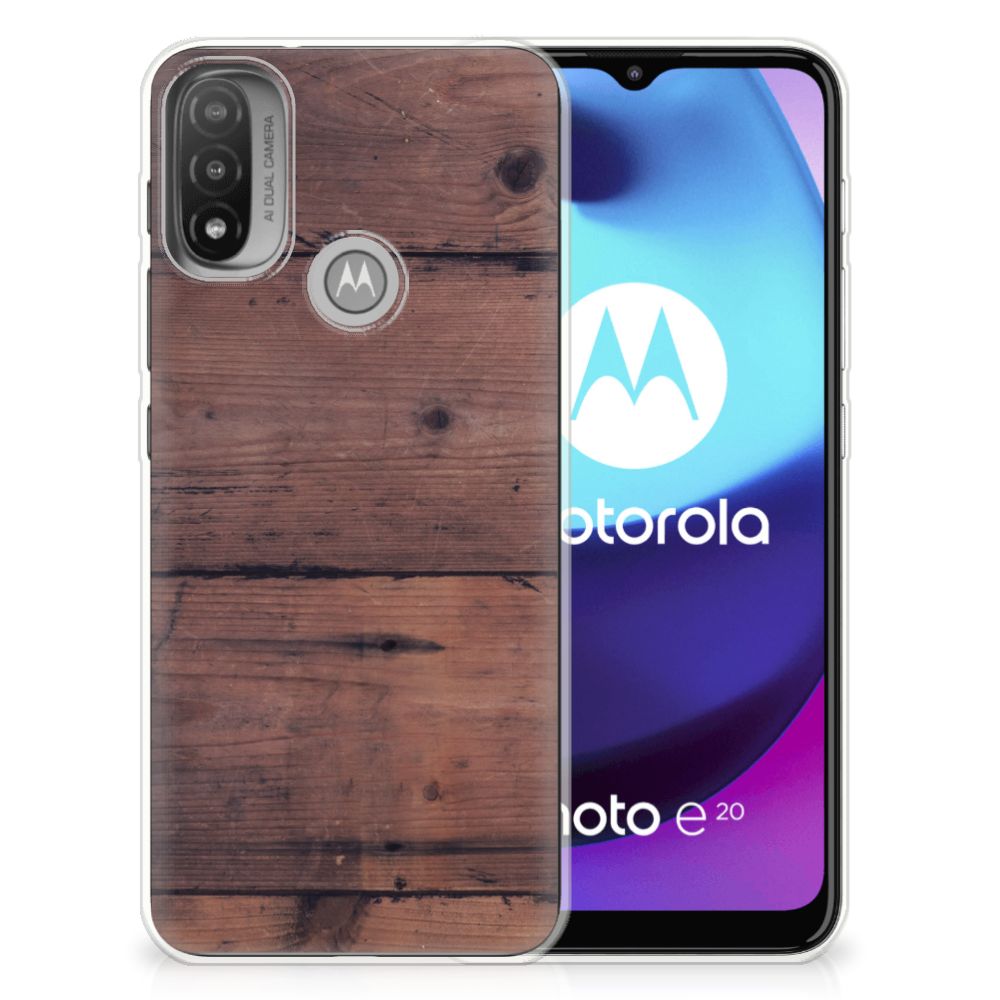 Motorola Moto E20 | E40 Bumper Hoesje Old Wood
