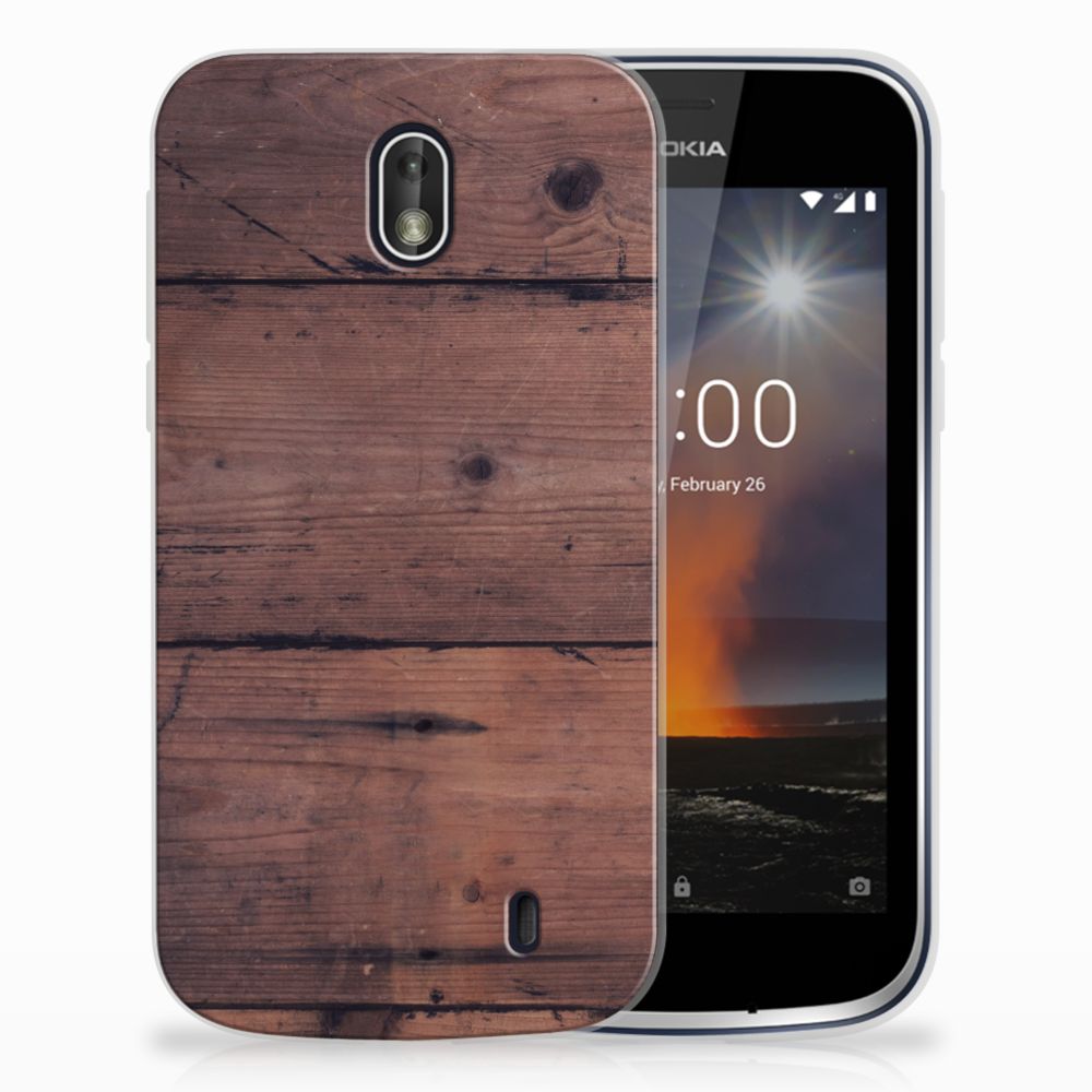 Nokia 1 Uniek TPU Hoesje Old Wood