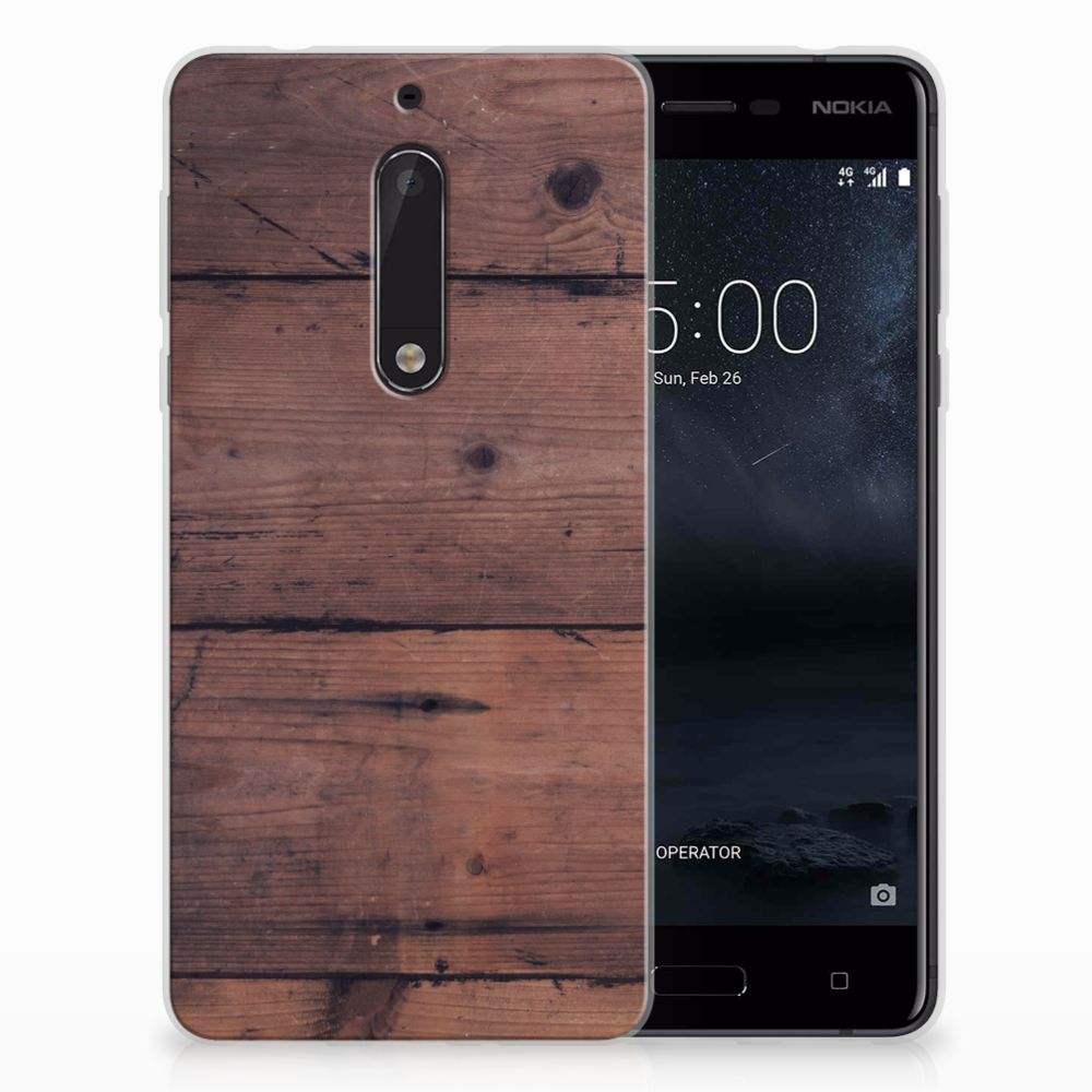 Nokia 5 Uniek TPU Hoesje Old Wood