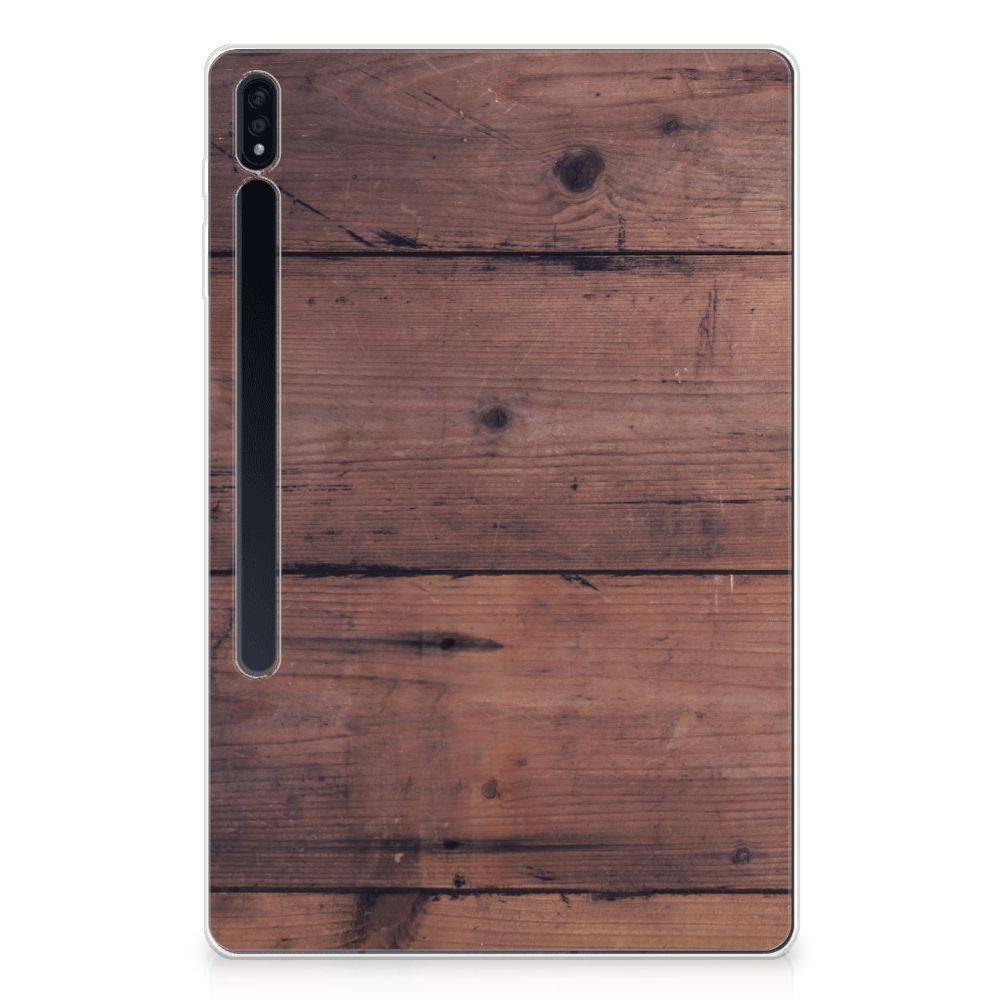 Samsung Galaxy Tab S7 Plus Silicone Tablet Hoes Old Wood
