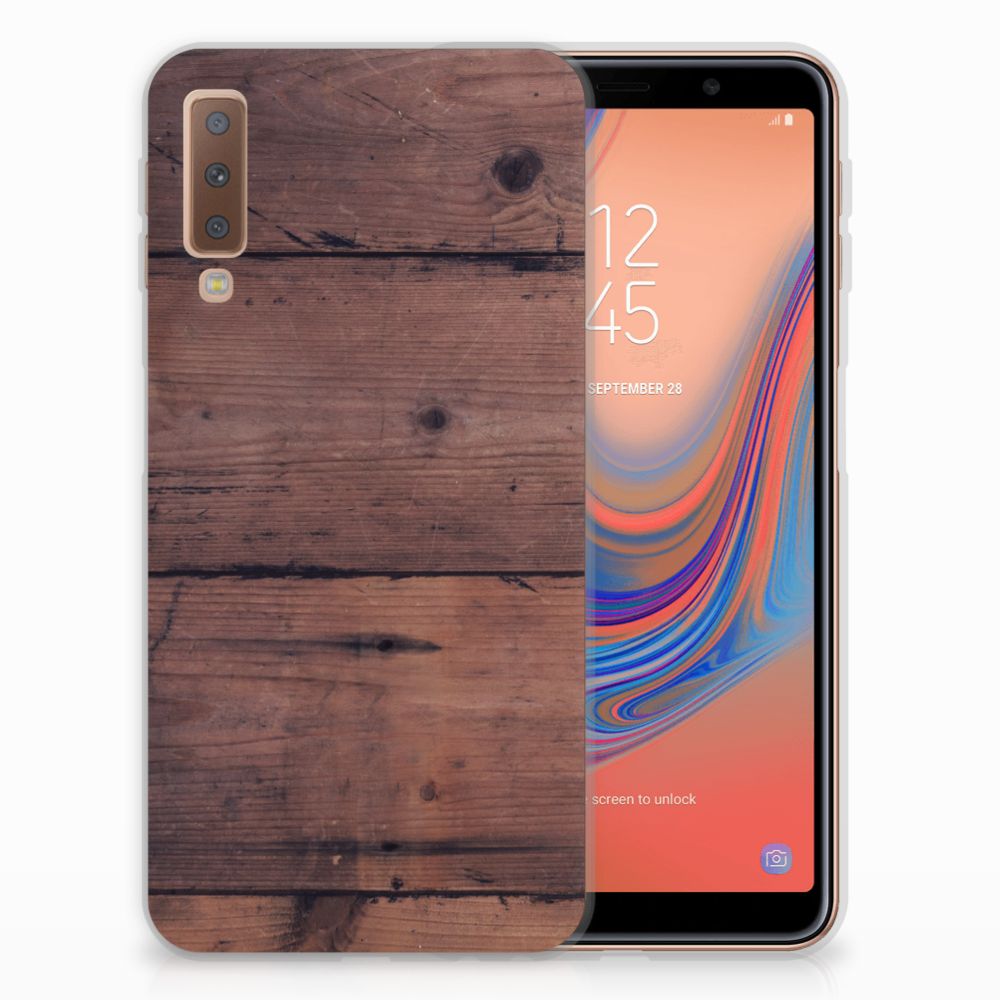Samsung Galaxy A7 (2018) Bumper Hoesje Old Wood