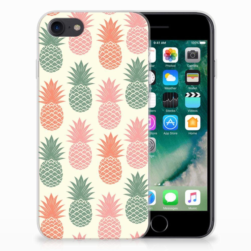 iPhone SE 2022 | SE 2020 | 8 | 7 Siliconen Case Ananas 