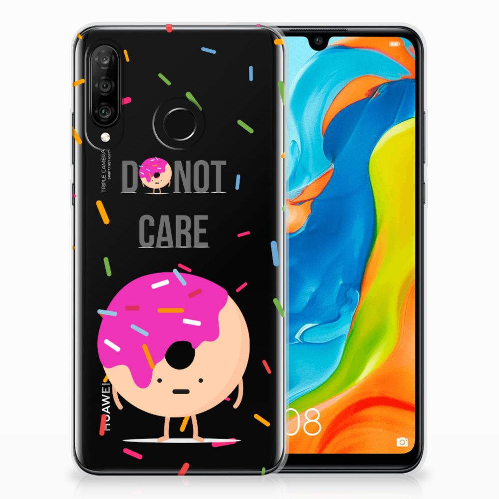 Huawei P30 Lite Siliconen Case Donut Roze