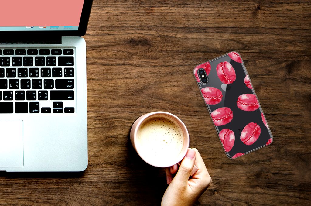 Apple iPhone Xs Max Siliconen Case Pink Macarons