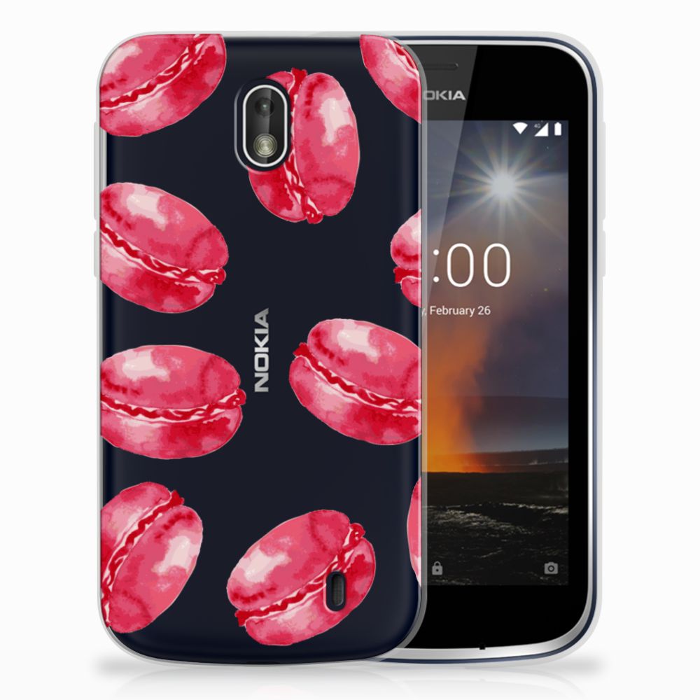 Nokia 1 TPU Hoesje Design Pink Macarons