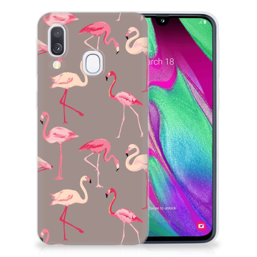 Samsung Galaxy A40 TPU Hoesje Flamingo