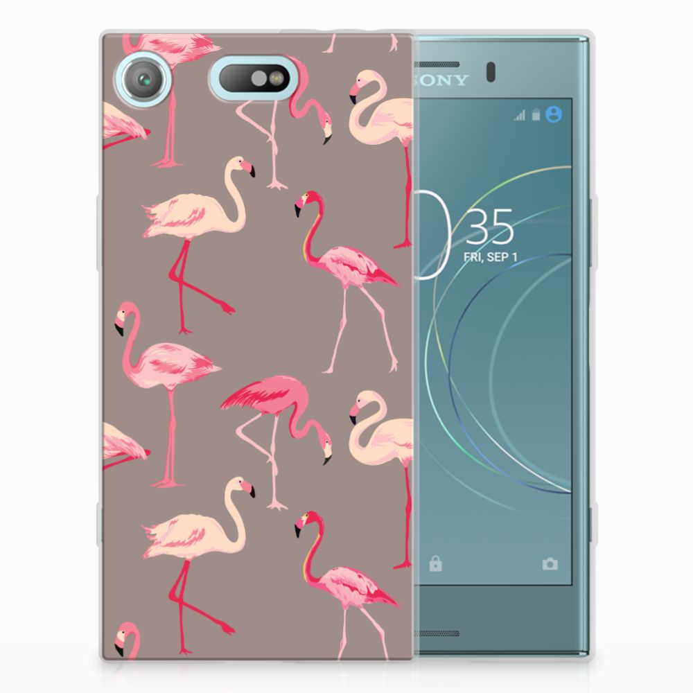 Sony Xperia XZ1 Compact Uniek TPU Hoesje Flamingo