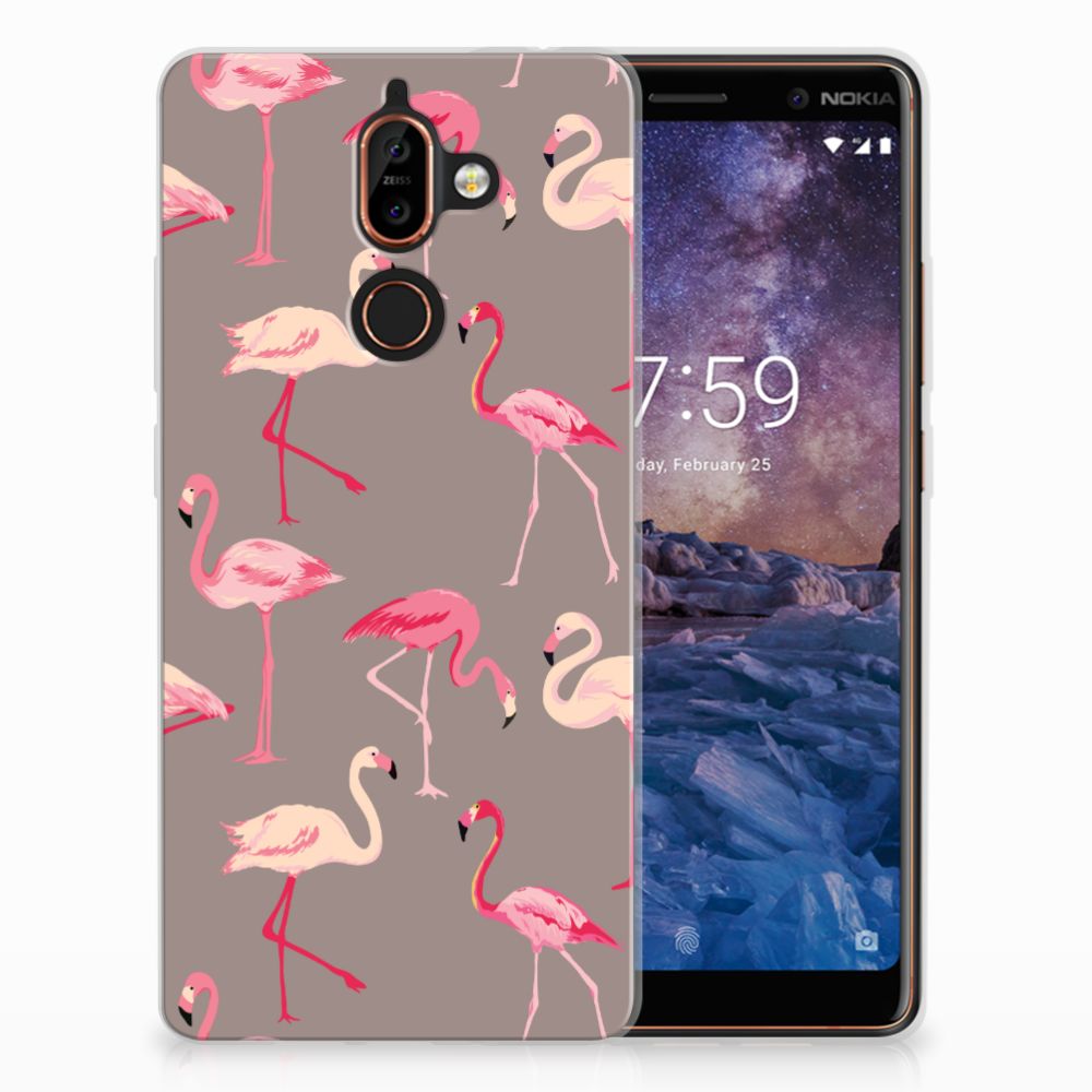 Nokia 7 Plus Uniek TPU Hoesje Flamingo