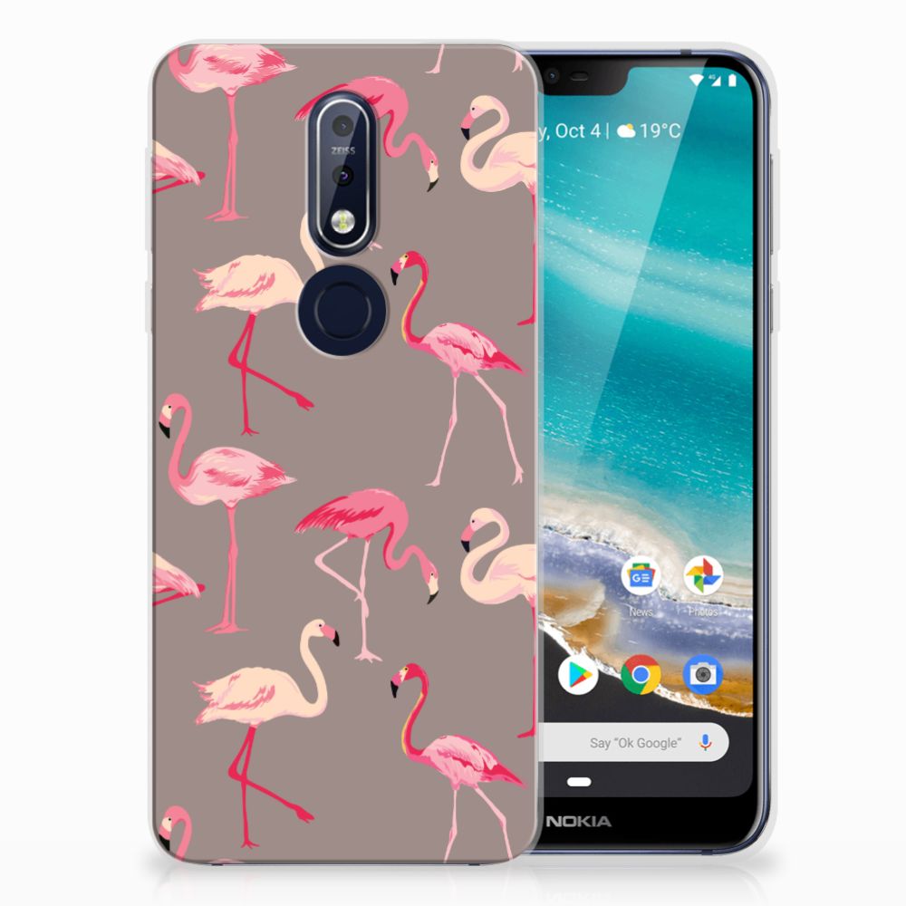 Nokia 7.1 TPU Hoesje Flamingo