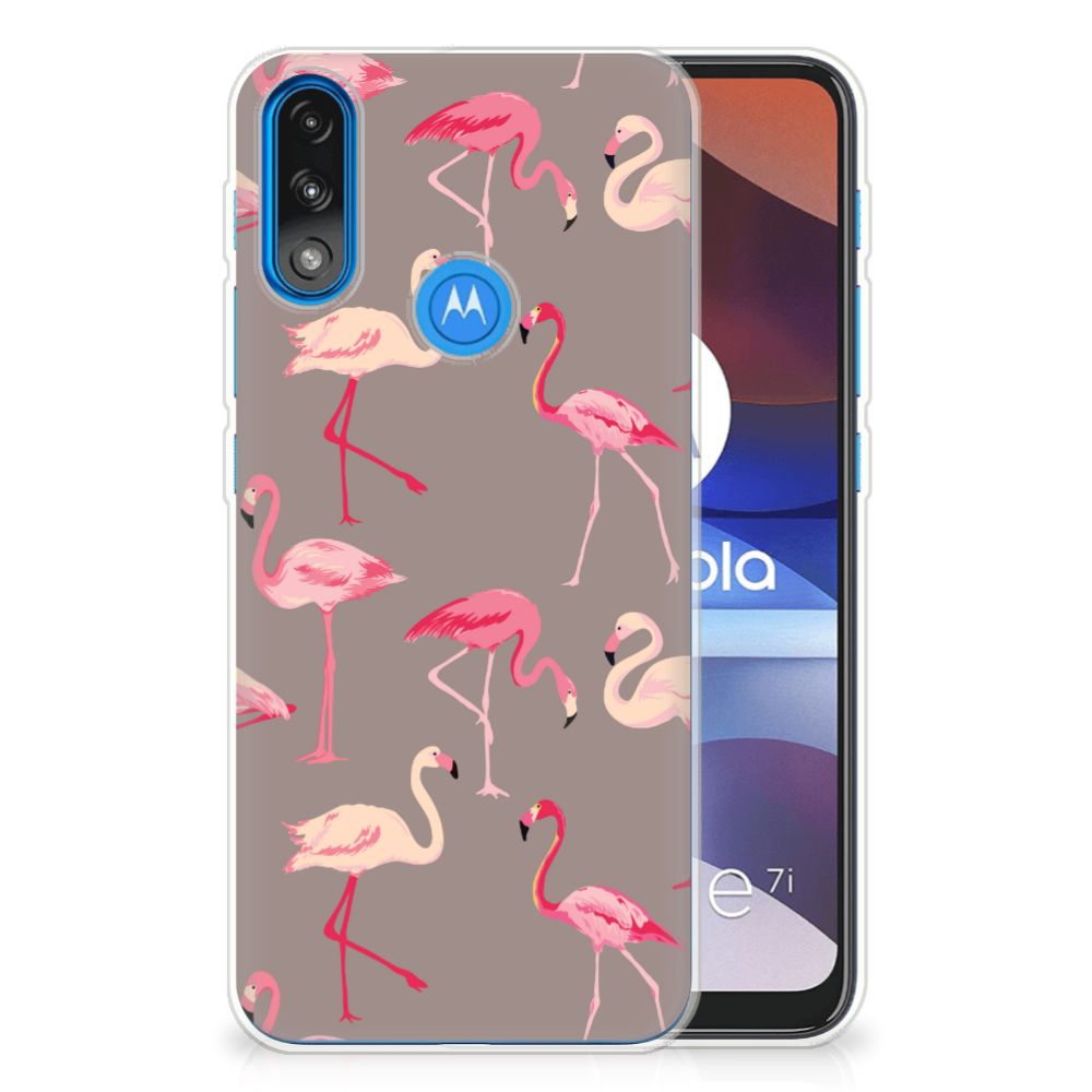 Motorola Moto E7/E7i Power TPU Hoesje Flamingo