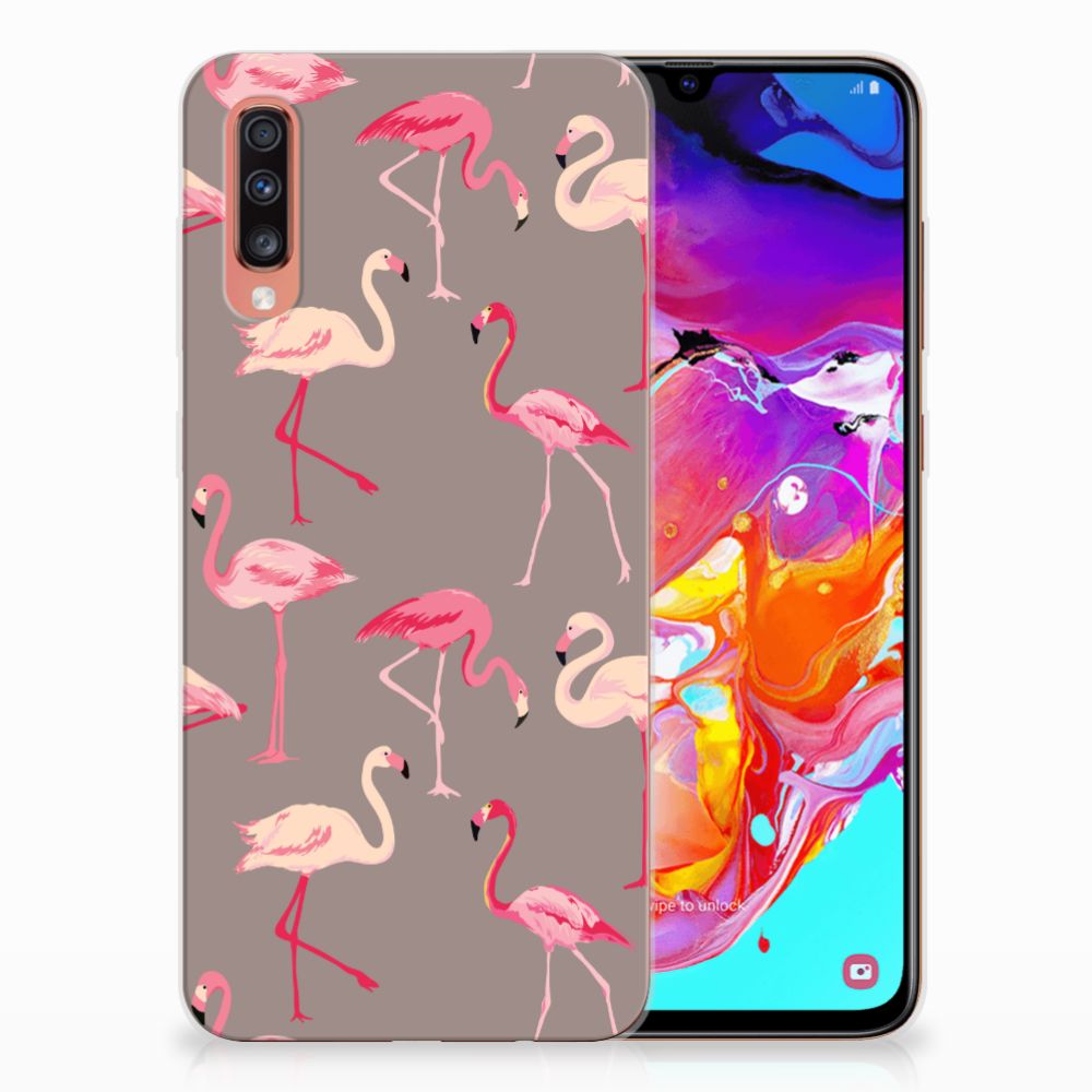Samsung Galaxy A70 TPU Hoesje Flamingo