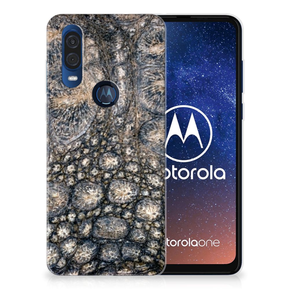 Motorola One Vision TPU Hoesje Krokodillenprint