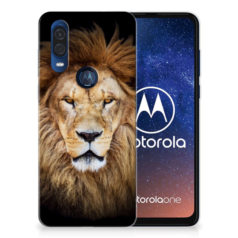 Motorola One Vision TPU Hoesje Leeuw