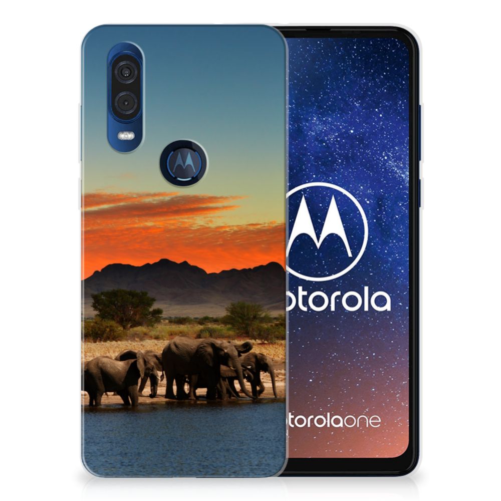 Motorola One Vision TPU Hoesje Olifanten