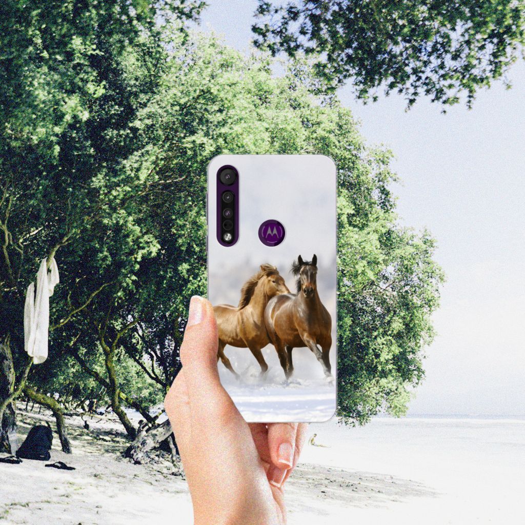 Motorola One Macro TPU Hoesje Paarden