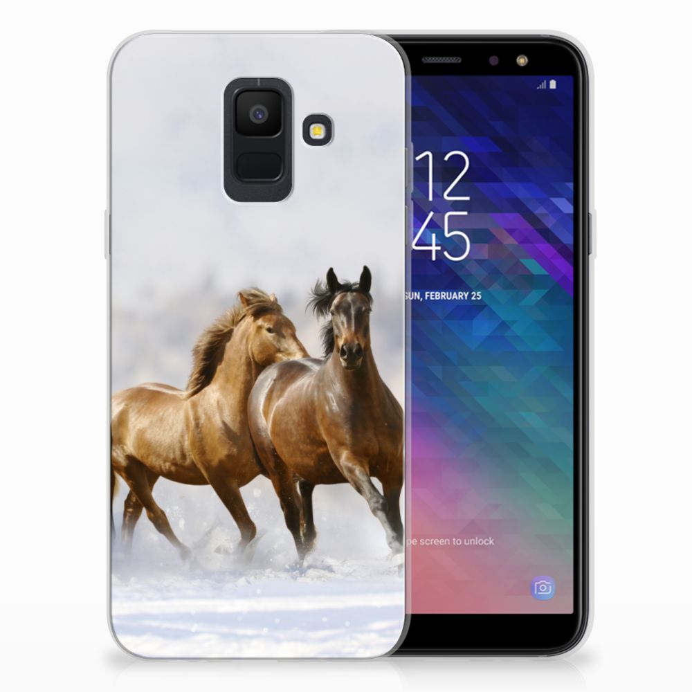 binnenplaats gezantschap links Samsung Galaxy A6 (2018) TPU Hoesje Paarden | B2C Telecom