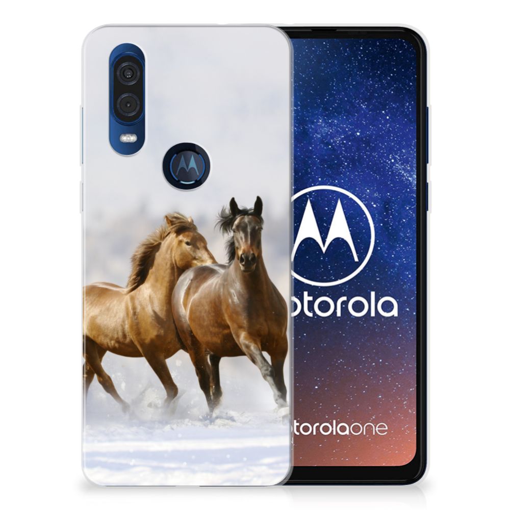 Motorola One Vision TPU Hoesje Paarden