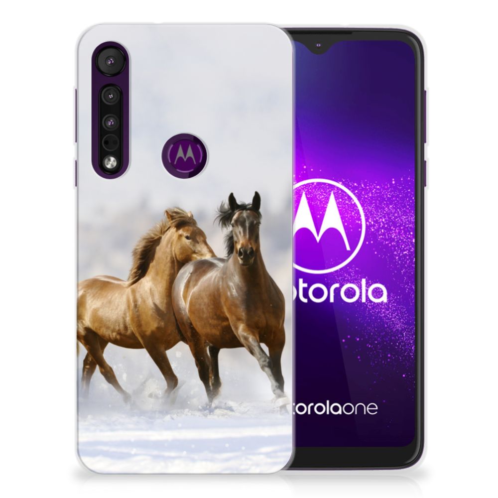 Motorola One Macro TPU Hoesje Paarden