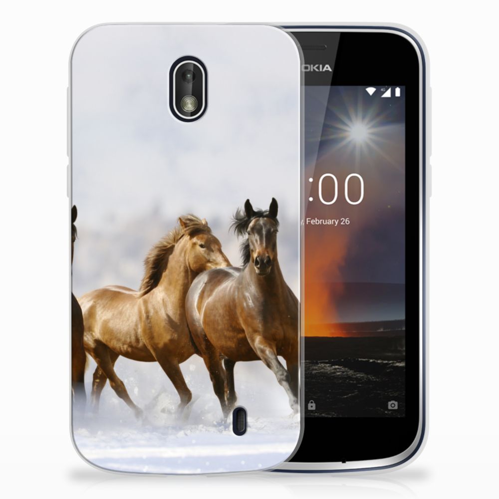 Nokia 1 Uniek Design TPU Hoesje Paarden