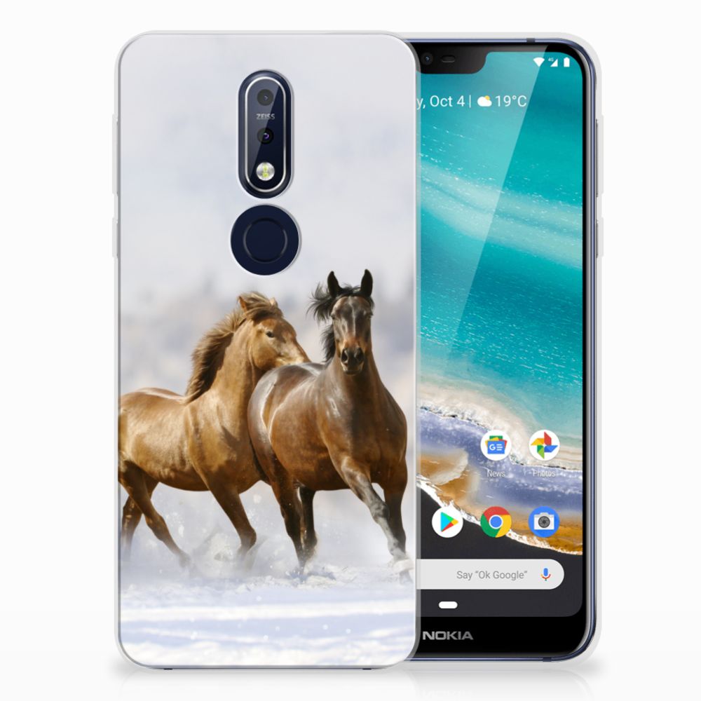 Nokia 7.1 TPU Hoesje Paarden