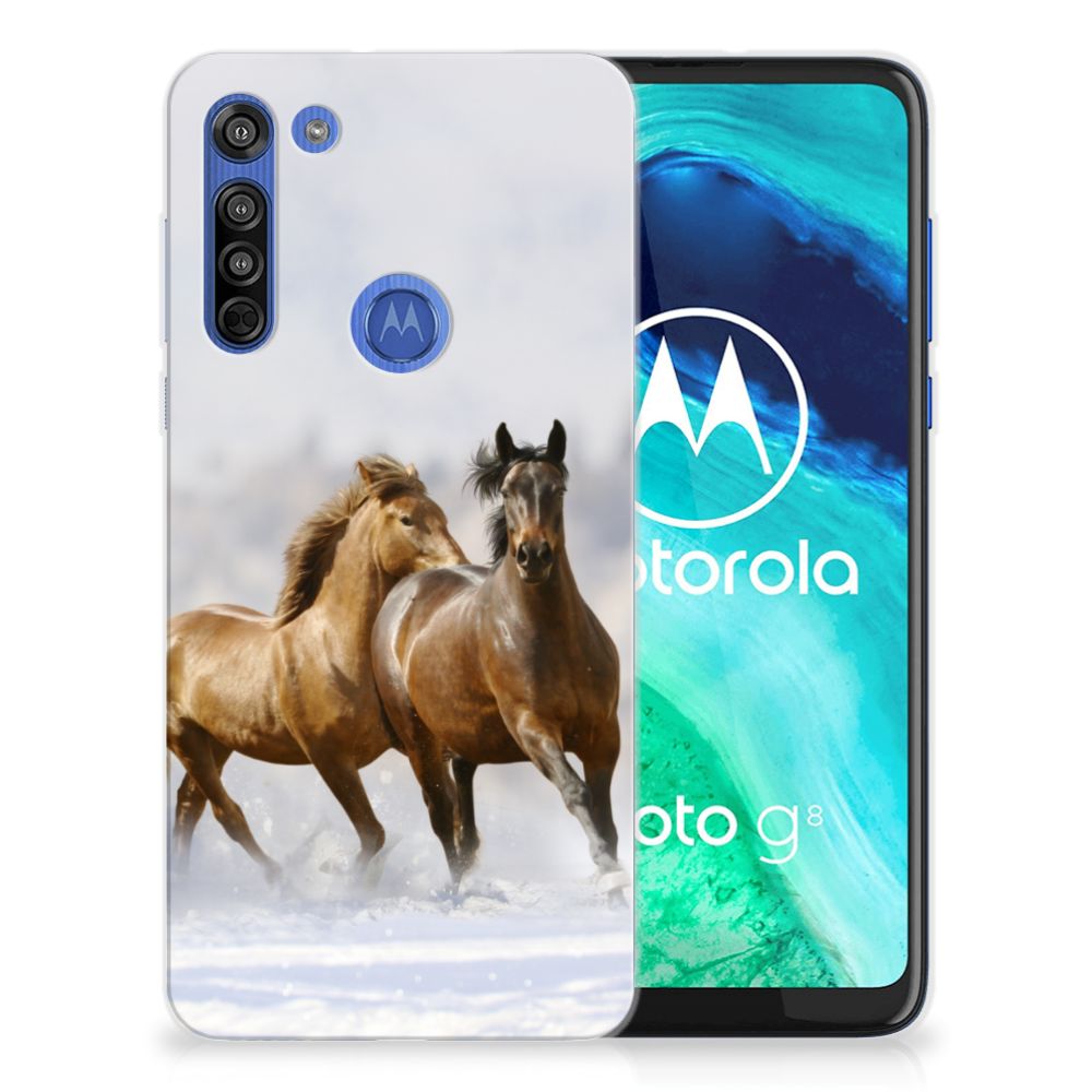 Motorola Moto G8 TPU Hoesje Paarden