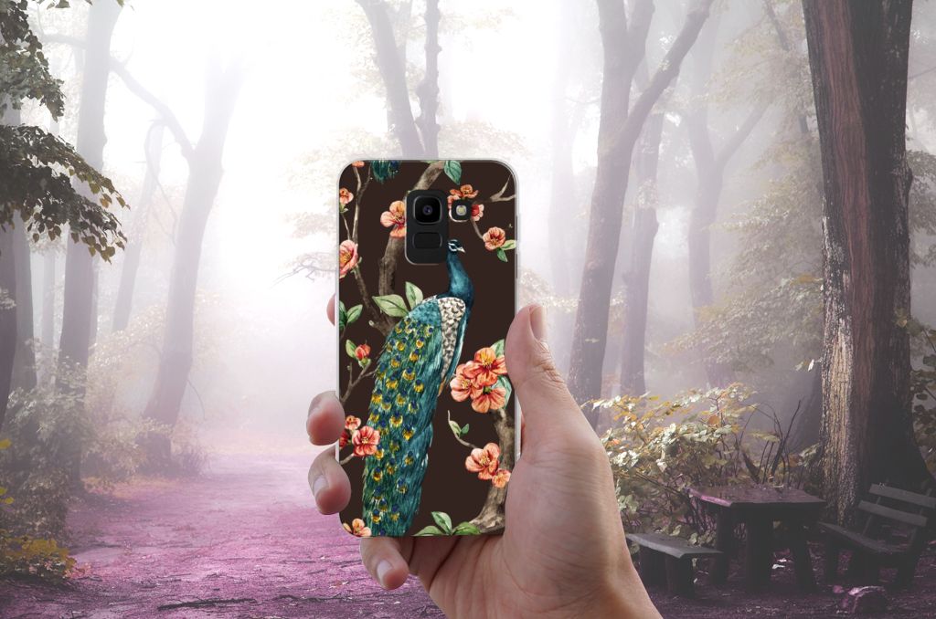 Samsung Galaxy J6 2018 TPU Hoesje Pauw met Bloemen