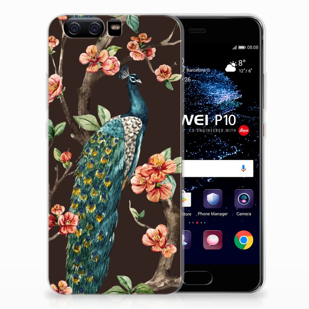 Huawei P10 TPU Hoesje Pauw met Bloemen