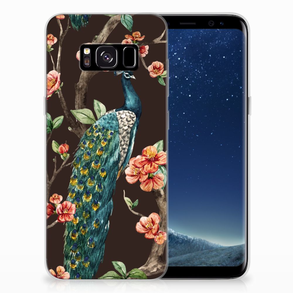 Samsung Galaxy S8 Uniek TPU Hoesje Pauw met Bloemen