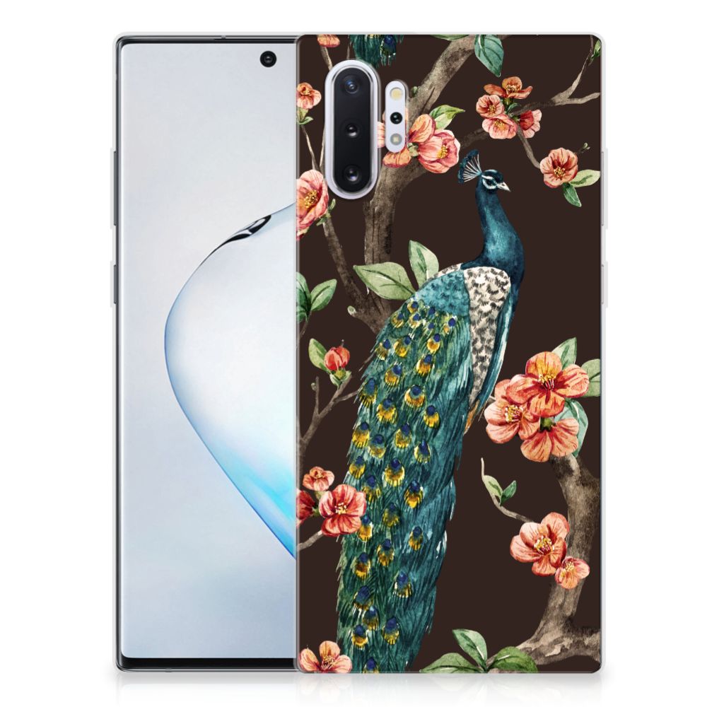 Samsung Galaxy Note 10 Plus TPU Hoesje Pauw met Bloemen