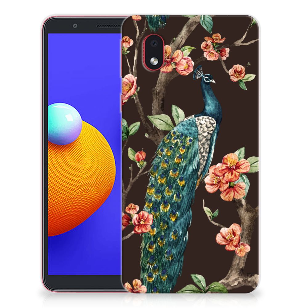 Samsung Galaxy A01 Core TPU Hoesje Pauw met Bloemen