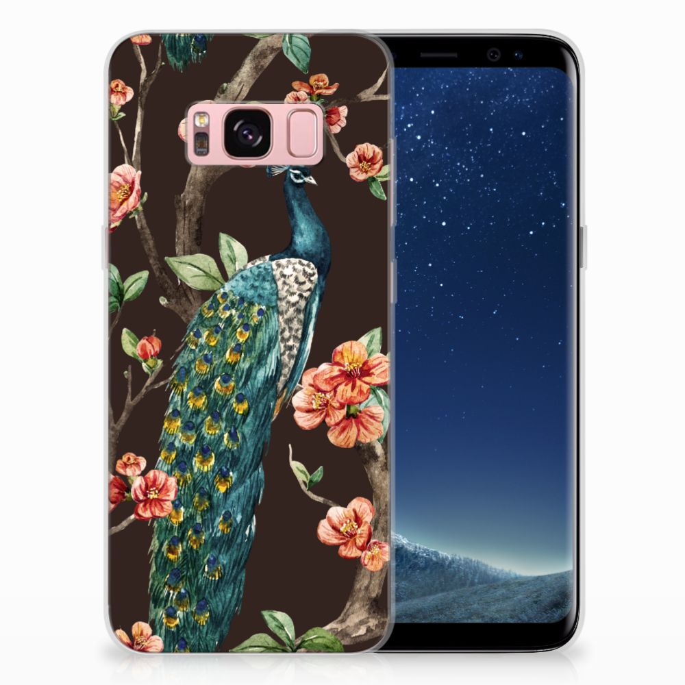 Samsung Galaxy S8 TPU Hoesje Pauw met Bloemen