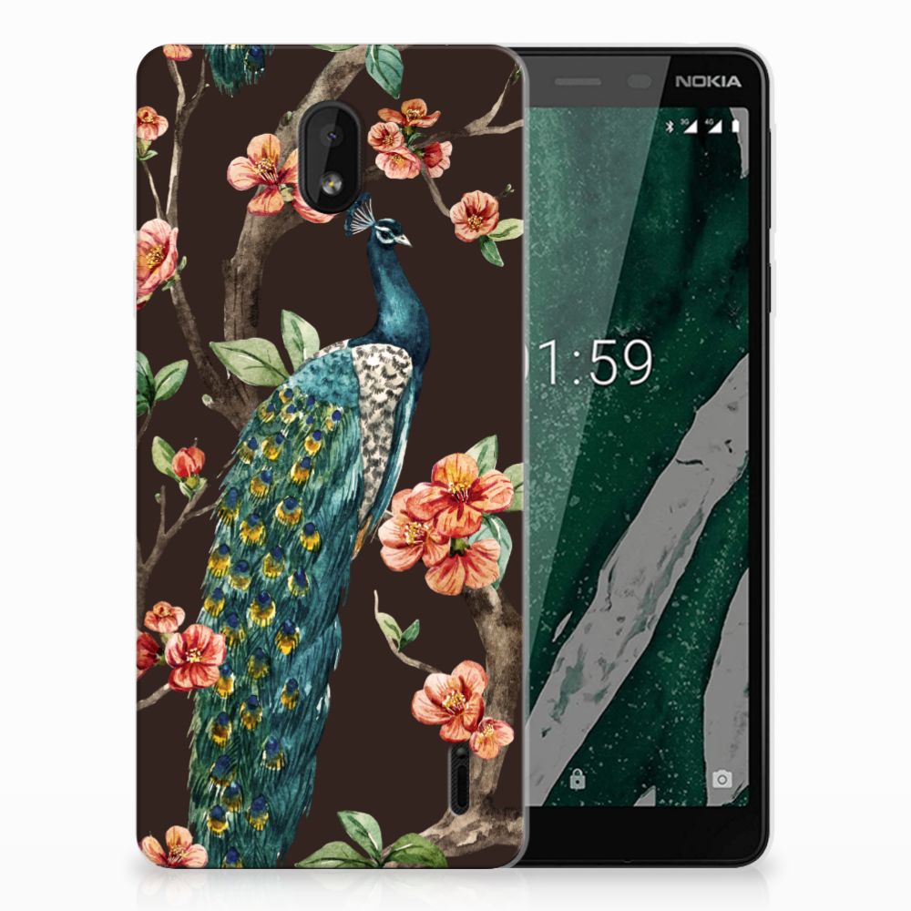 Nokia 1 Plus TPU Hoesje Pauw met Bloemen