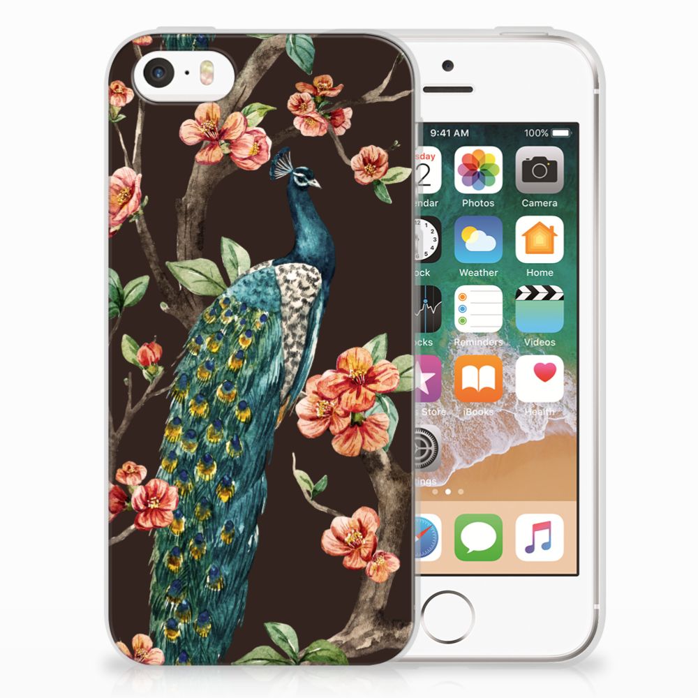 Apple iPhone SE | 5S TPU Hoesje Pauw met Bloemen