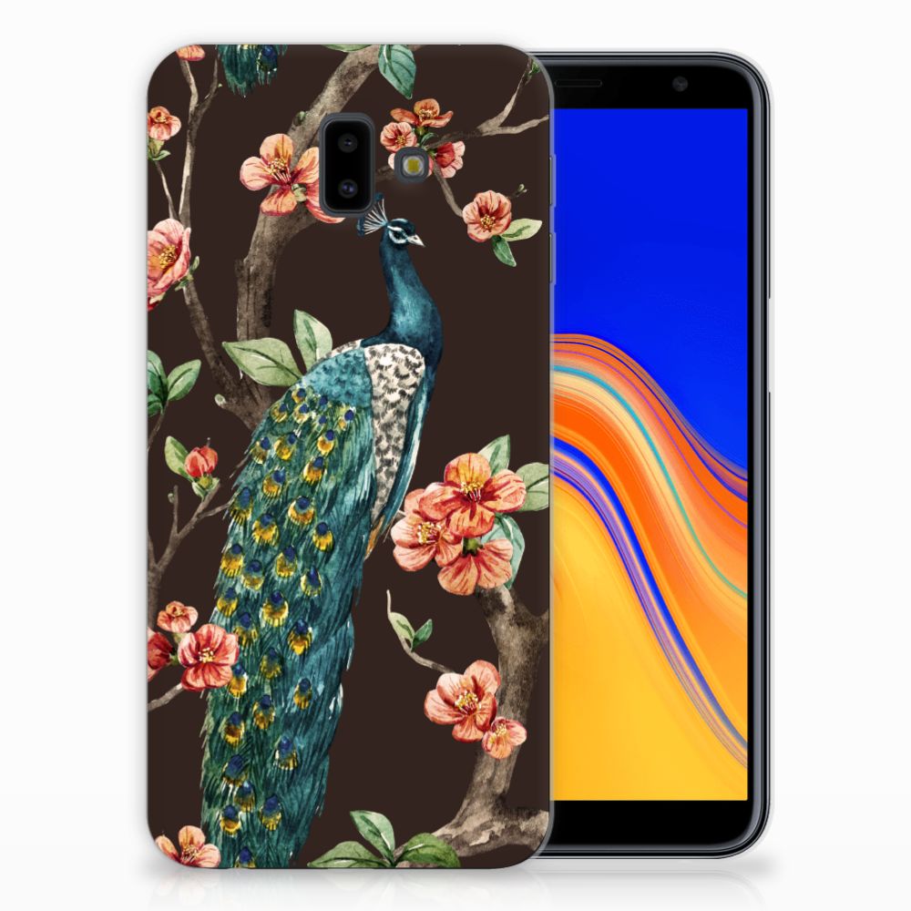 Samsung Galaxy J6 Plus (2018) TPU Hoesje Pauw met Bloemen