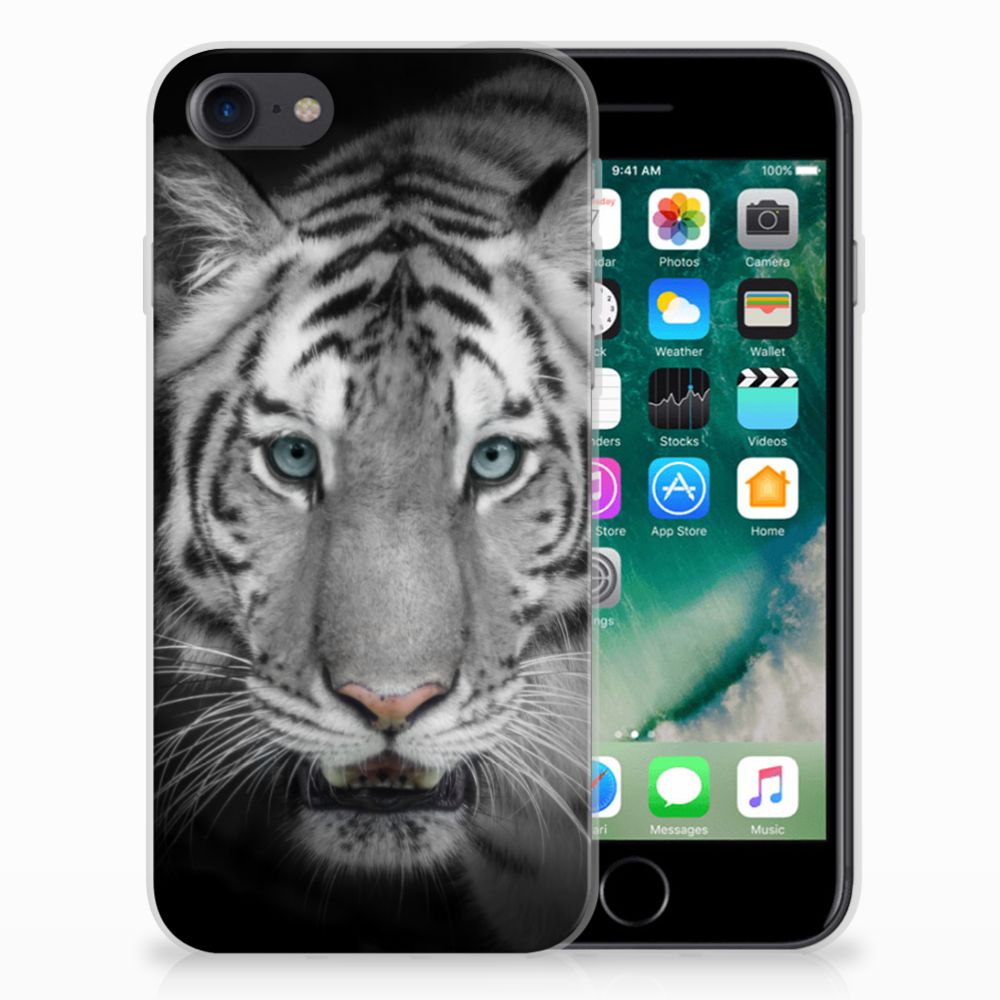 Apple iPhone 7 | 8 Uniek TPU Hoesje Witte Tijger