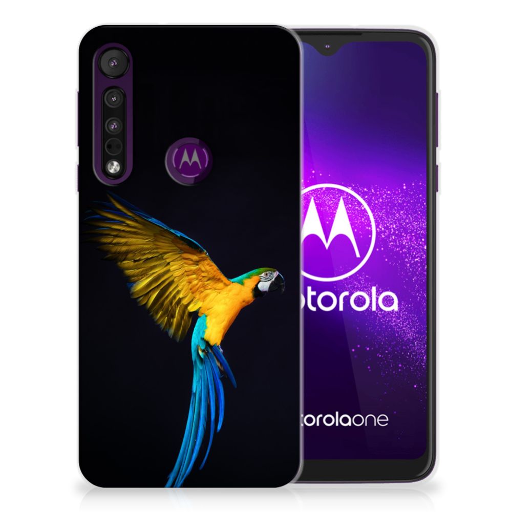 Motorola One Macro TPU Hoesje Papegaai